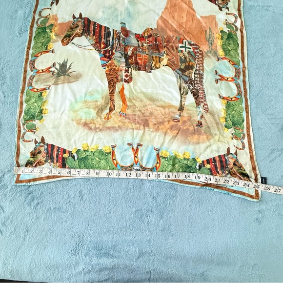 Fringe Scarves Haute Horse wild rag multi-colored 100% silk 25”x25”